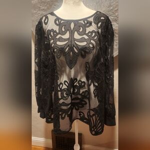 Elegant Black Lace Women's Top Perfect Condition